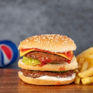 beef burger, burger, french fries, burger with pepsi, tasty, delicious, food